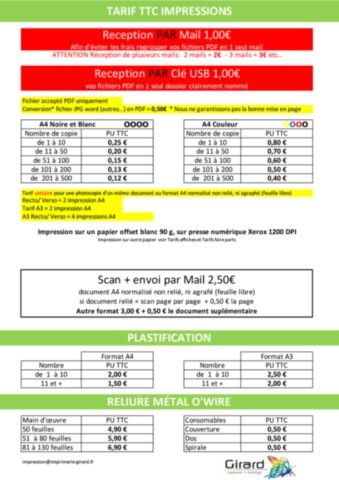 tarif photocopie
